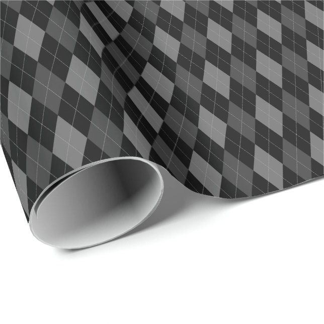 Papel de regalo de cuadros grises y negros (Esquina del rollo)