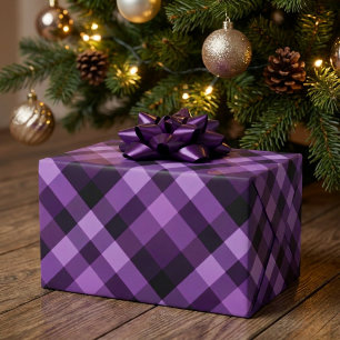 Papel de regalo de cuadros morado ciruela moderno