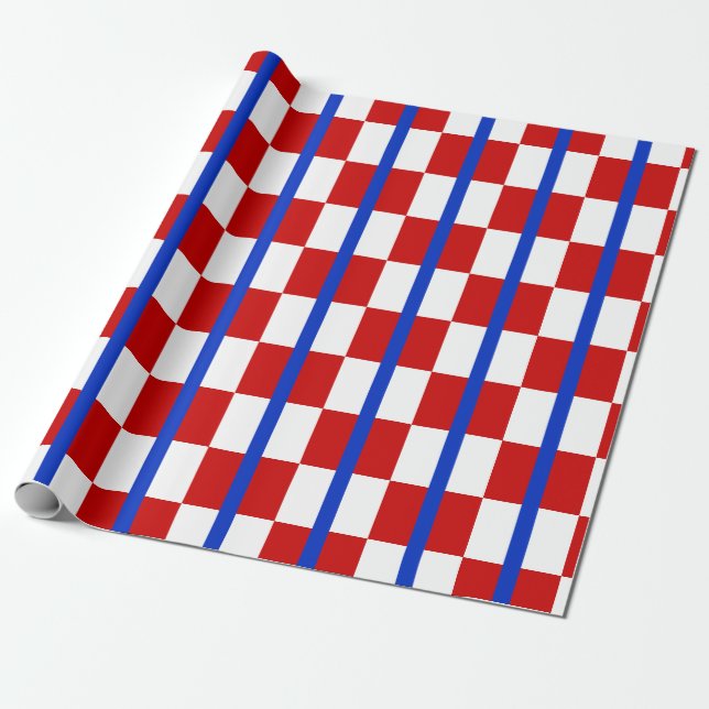 Papel de regalo de cuadros patrióticos (Desenrollado)