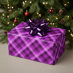 Papel de regalo de cuadros púrpura orquídea elegan