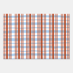 Papel de regalo de cuadros / rayas azules y rojos