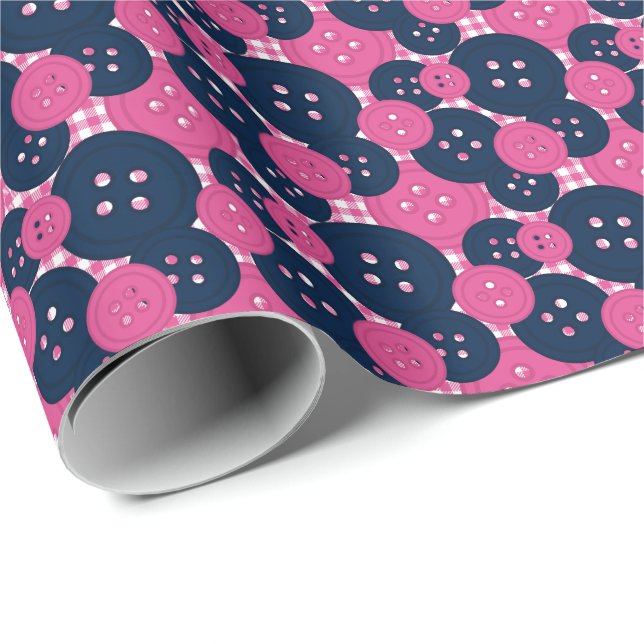 Papel de regalo de cuadros rosa caliente de la Mar (Esquina del rollo)