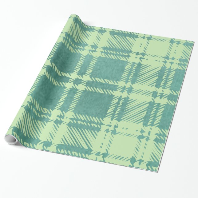 Papel de regalo de cuadros verdes (Desenrollado)