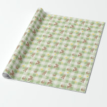 Papel de regalo de cuadros verdes del conejo de Pa