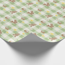 Papel de regalo de cuadros verdes del conejo de Pa