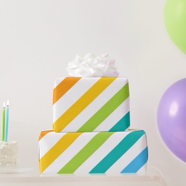 Papel de regalo de cumpleaños a rayas coloridas (Regalos de fiesta)