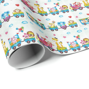 Papel de regalo de cumpleaños - Animales bebé en t