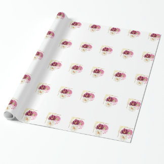 Papel de regalo de cumpleaños con acuarela floral