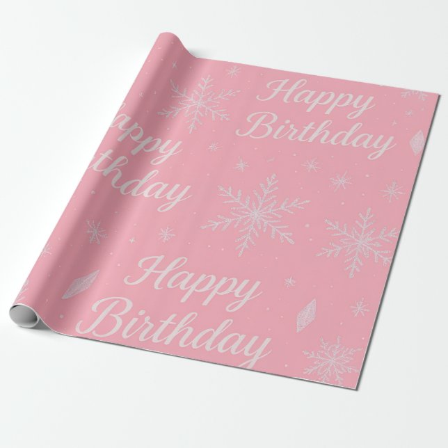 Papel de regalo de cumpleaños con copo de nieve co (Desenrollado)