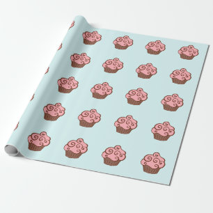 Papel de regalo de cumpleaños con cupcakes