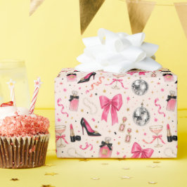 Papel de regalo de cumpleaños con estilo glamuroso