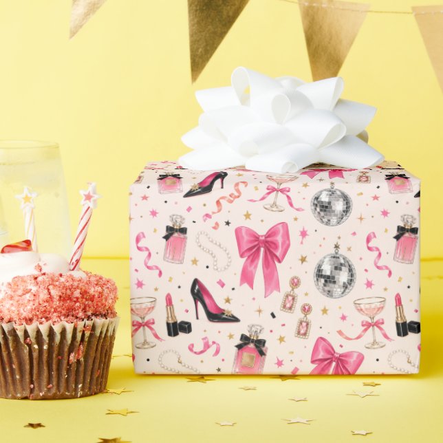 Papel de regalo de cumpleaños con estilo glamuroso (Fiesta de cumpleaños )