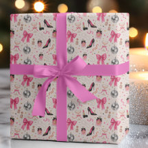 Papel de regalo de cumpleaños con estilo glamuroso