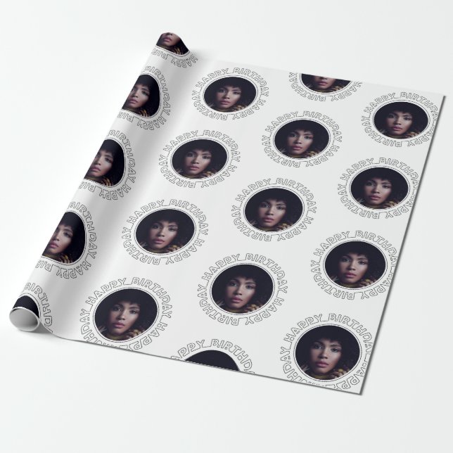 Papel de regalo de cumpleaños con foto personaliza (Desenrollado)