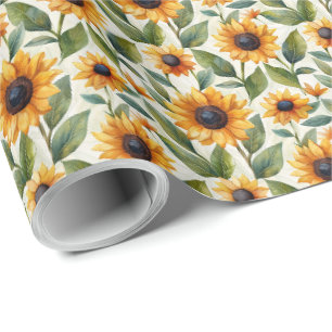 Papel de regalo de cumpleaños con girasoles