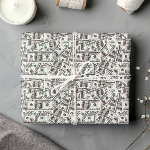 Papel de regalo de cumpleaños con patrón de dólar 