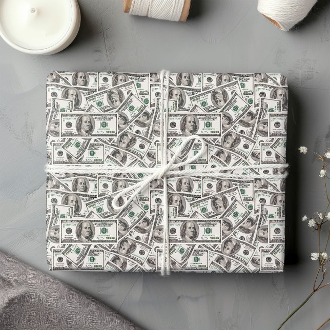 Papel de regalo de cumpleaños con patrón de dólar  (Funny dollar pattern birthday wrapping paper )