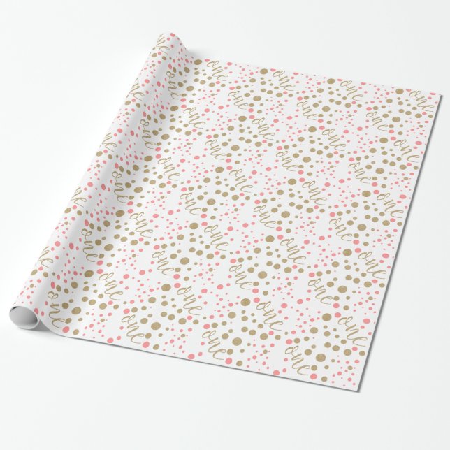 Papel de regalo de cumpleaños con purpurina rosa y (Desenrollado)