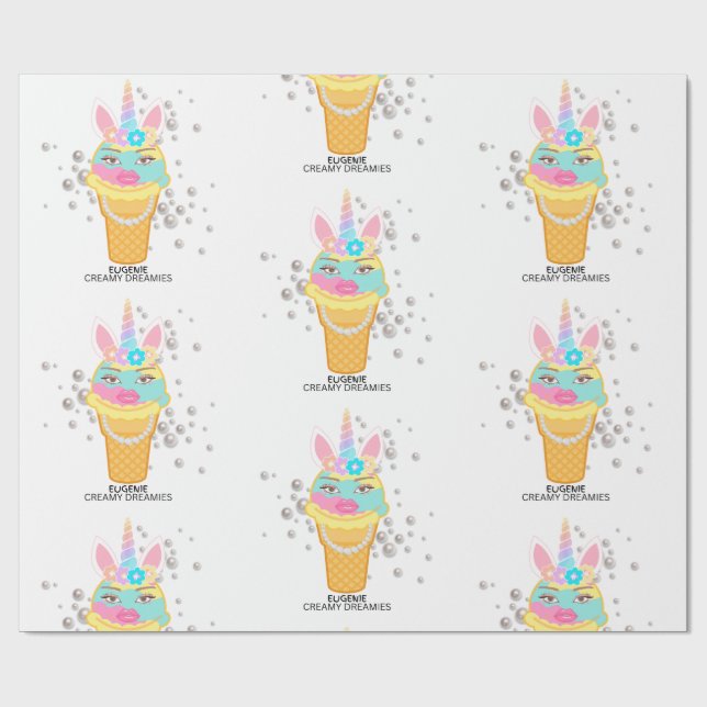 Papel de regalo de cumpleaños Creamy Dreamies (Superficie plana)