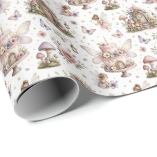 Papel de regalo de cumpleaños de cabaña de cuento