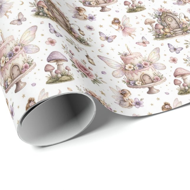 Papel de regalo de cumpleaños de cabaña de cuento  (Esquina del rollo)