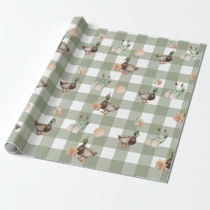 Papel de regalo de cumpleaños de caza de un pato a