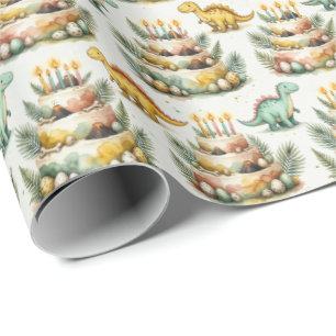 Papel de regalo de cumpleaños de dinosaurio