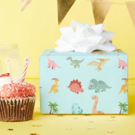 Papel de regalo de cumpleaños de dinosaurio para f