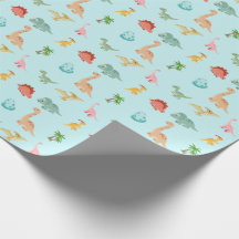 Papel de regalo de cumpleaños de dinosaurio para f