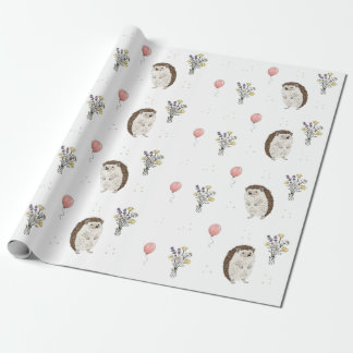 Papel de regalo de cumpleaños de erizo lindo