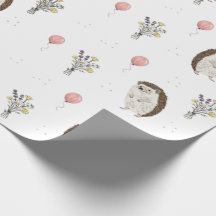 Papel de regalo de cumpleaños de erizo lindo