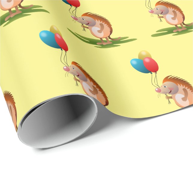 Papel de regalo de cumpleaños de erizo lindo Igele (Esquina del rollo)