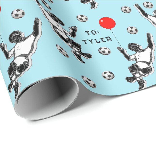 Papel de regalo de cumpleaños de fútbol (Esquina del rollo)