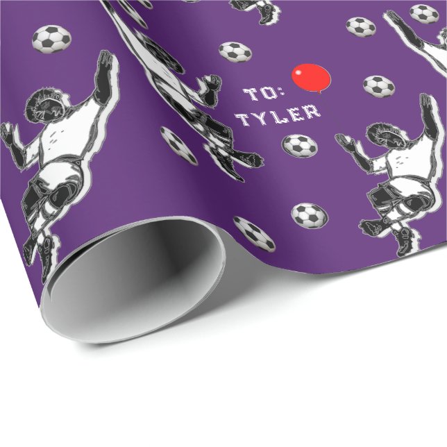 Papel de regalo de cumpleaños de fútbol (Esquina del rollo)