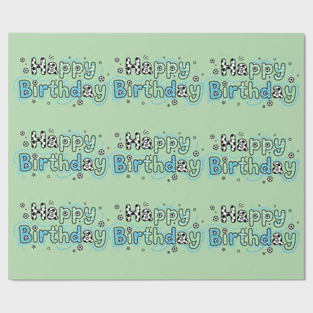 Papel de Regalo de Cumpleaños de Fútbol Niño (Superficie plana)