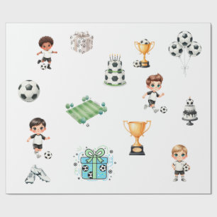 Papel de Regalo de Cumpleaños de Fútbol Niño