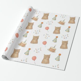Papel de regalo de cumpleaños de gato divertido