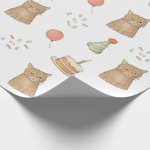 Papel de regalo de cumpleaños de gato divertido