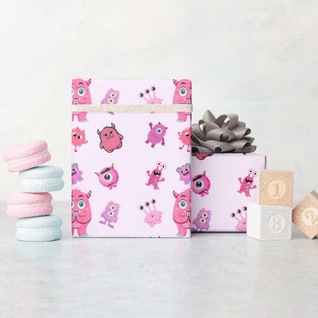 Papel de regalo de cumpleaños de monstruo divertid (Baby Shower)