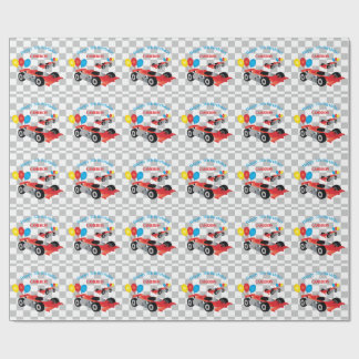 Papel de regalo de cumpleaños de niño con coche de