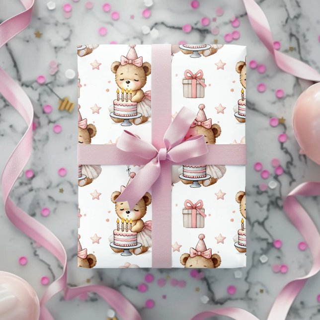 Papel de regalo de cumpleaños de osito de peluche  (Subido por el creador)