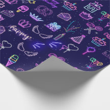 Papel de regalo de cumpleaños de princesa neon