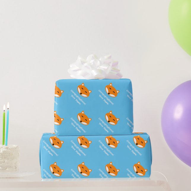 Papel de regalo de cumpleaños de zorro lindo para  (Regalos de fiesta)