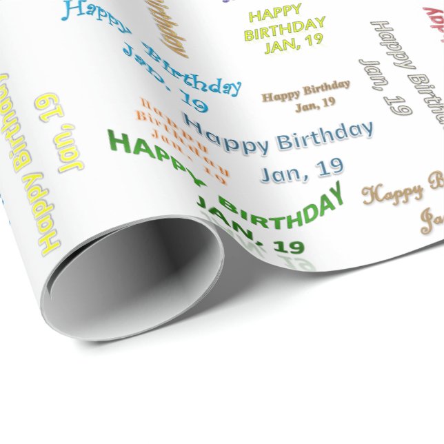 Papel de regalo de cumpleaños del 19 de enero (Esquina del rollo)