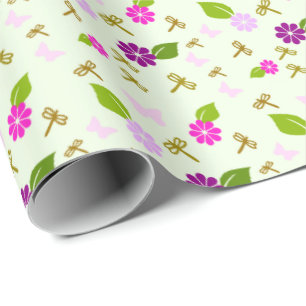 Papel de regalo de cumpleaños del jardín floral ve