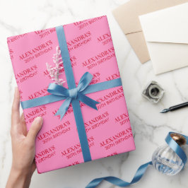 Papel de regalo de cumpleaños elegante rosa y rojo