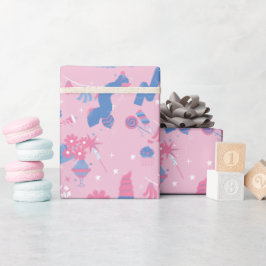 Papel de regalo de cumpleaños en rosa azul y blanc