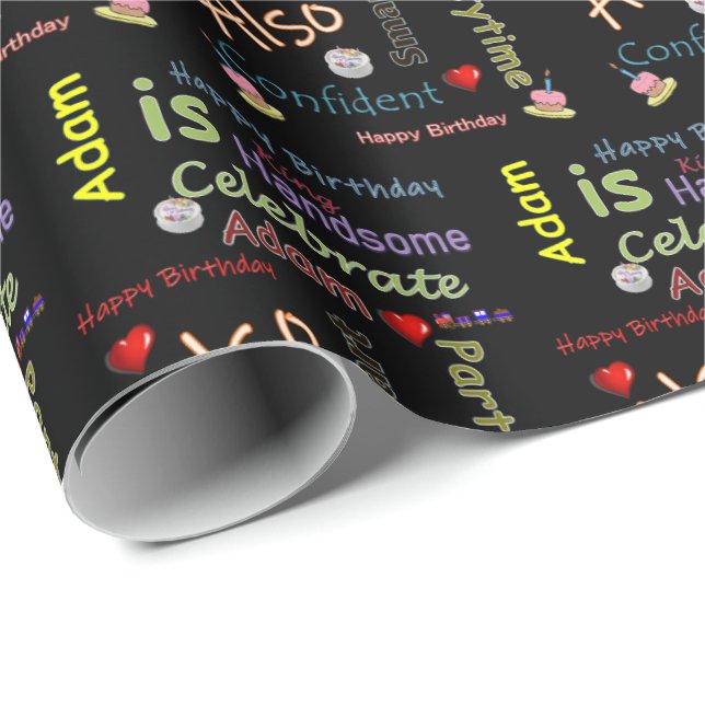 Papel de regalo de cumpleaños feliz Adam (Esquina del rollo)