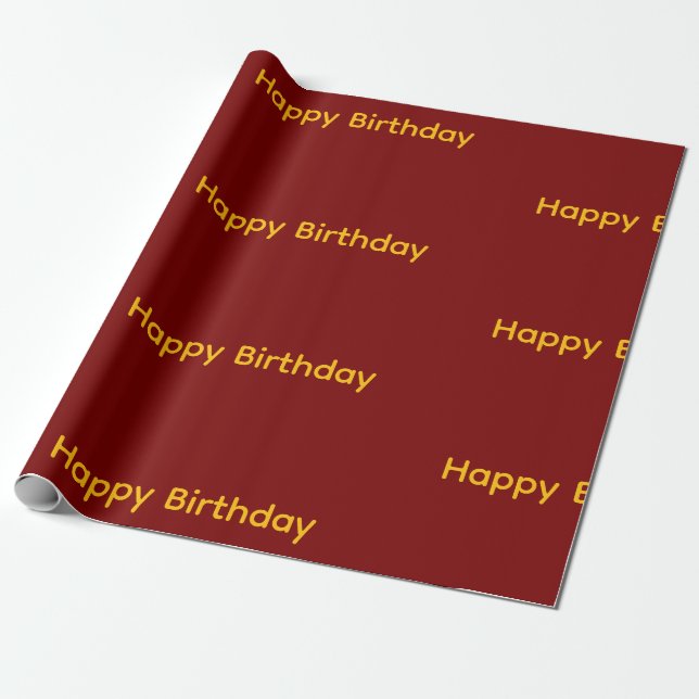 Papel de Regalo de Cumpleaños Feliz ( Rojo y Amari (Desenrollado)