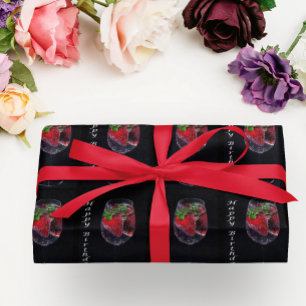 Papel de Regalo de Cumpleaños Fresas Rojas
